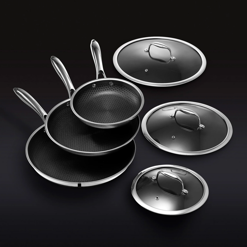 Hybrid Fry Pan Set With Lids, 6-pc