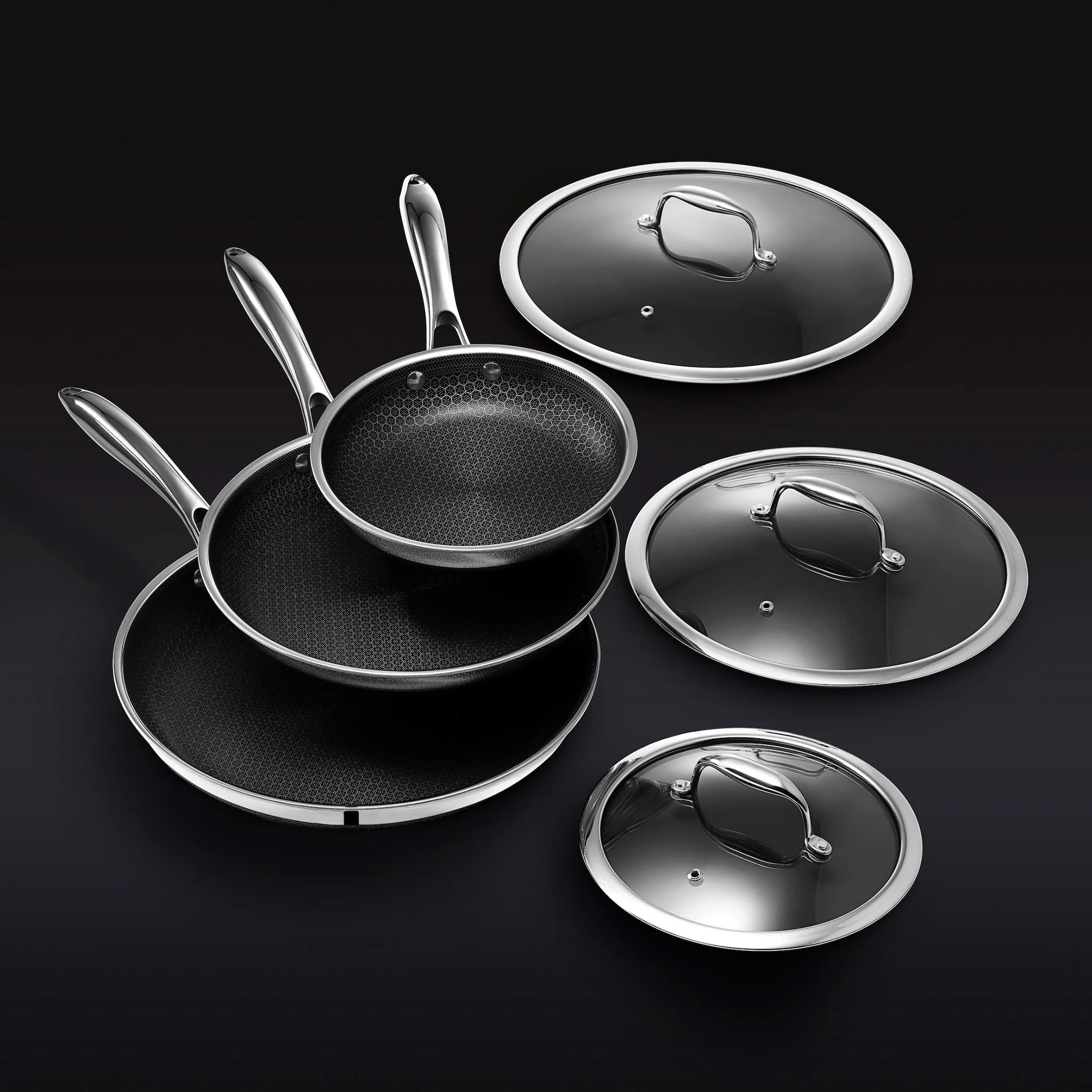 Hybrid Fry Pan Set With Lids, 6-pc
